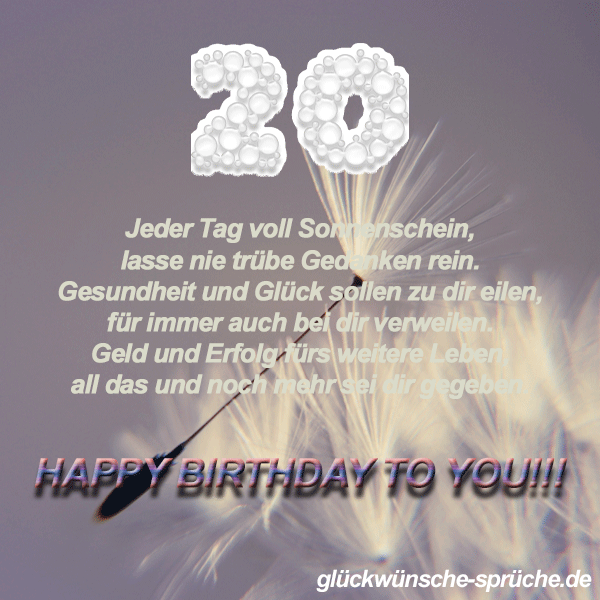 Glückwünsche zum 20. Geburtstag - lustige kurze Wünsche für Karten